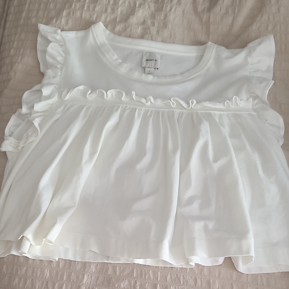 Maeve White Ruffle Top